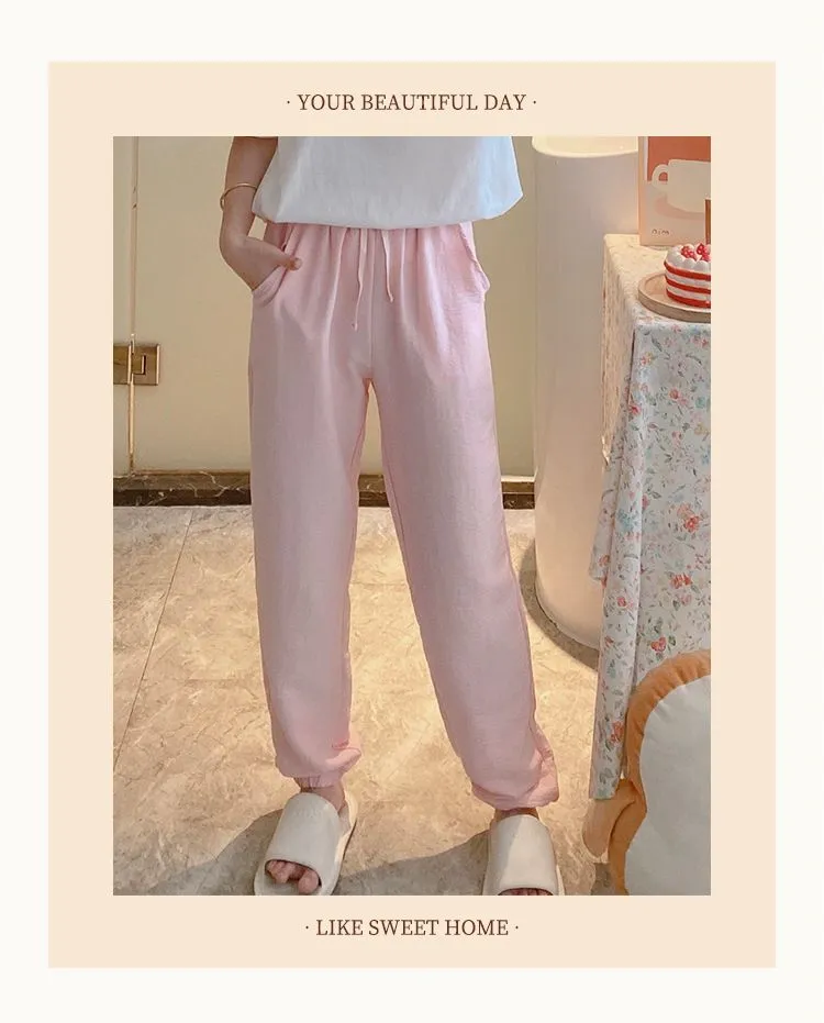 Summer Unisex Tencel Cool Cotton Long Pants Casual Homewear Simple Solid Color Thin Plus Size Loungewear Pants Wearable Outside · Wholesale · OEM · Worldwide Shipping - Detail 9