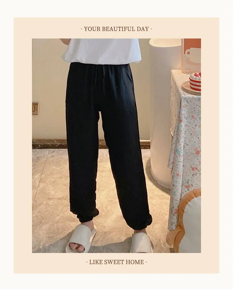 Summer Unisex Tencel Cool Cotton Long Pants Casual Homewear Simple Solid Color Thin Plus Size Loungewear Pants Wearable Outside · Wholesale · OEM · Worldwide Shipping - Detail 8