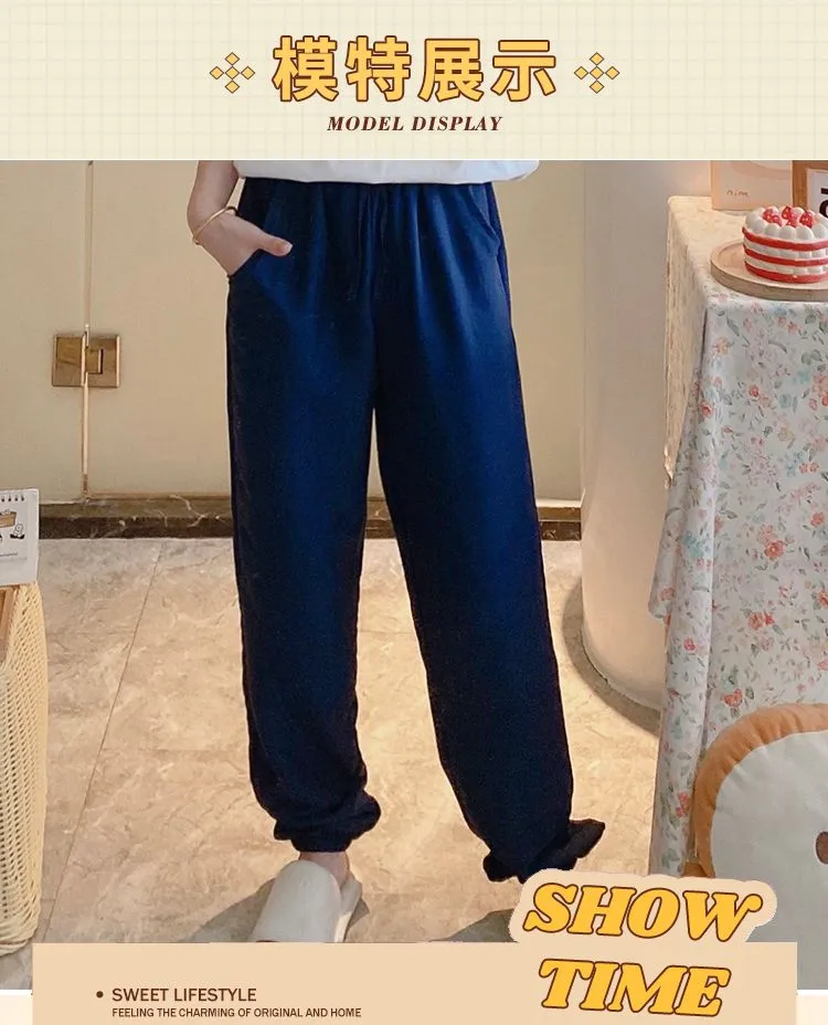 Summer Unisex Tencel Cool Cotton Long Pants Casual Homewear Simple Solid Color Thin Plus Size Loungewear Pants Wearable Outside · Wholesale · OEM · Worldwide Shipping - Detail 5