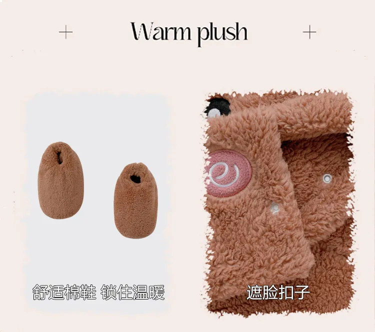 Autumn Winter Couple One-Piece Pajamas Women Plus Size Loose 200 Jin Thickened Coral Fleece Cartoon Men Homewear Set · Wholesale · OEM · Worldwide Shipping - Detail 8