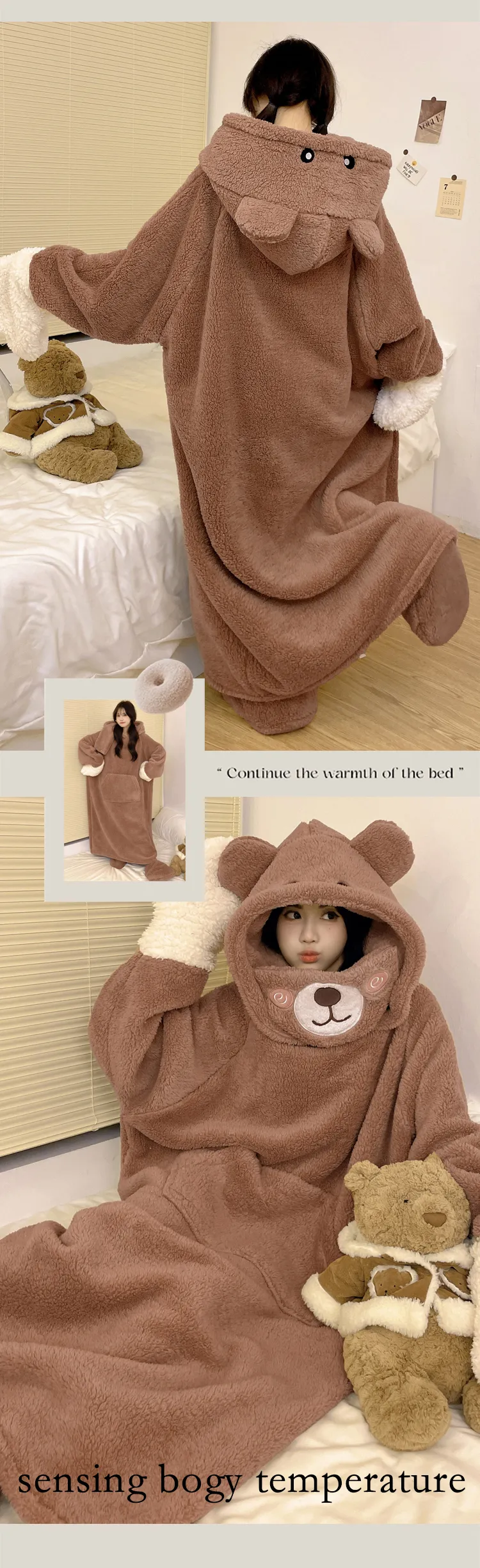 Autumn Winter Couple One-Piece Pajamas Women Plus Size Loose 200 Jin Thickened Coral Fleece Cartoon Men Homewear Set · Wholesale · OEM · Worldwide Shipping - Detail 16