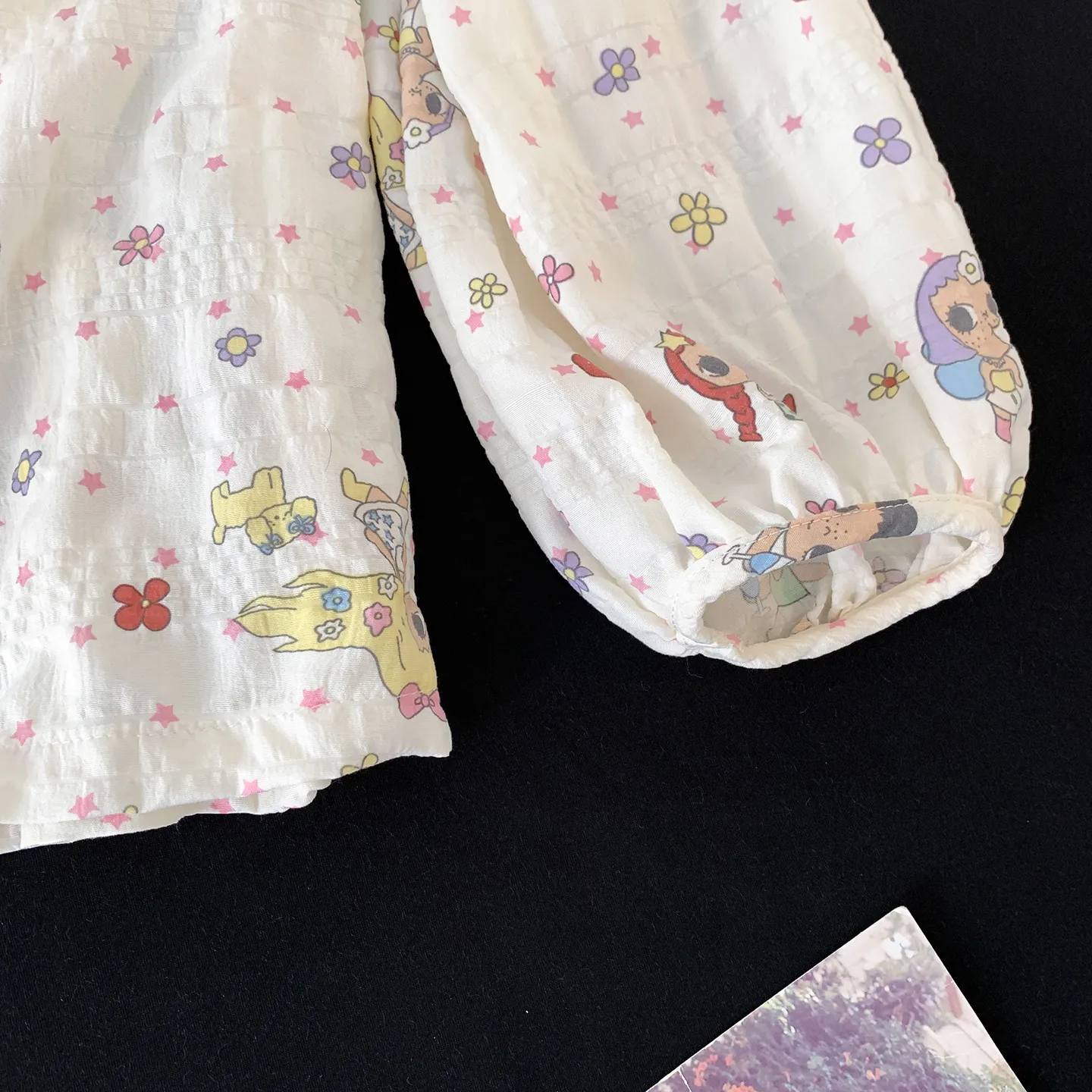 Cartoon Cute Lace Pajamas Women Spring Autumn Round Neck Long Sleeve Long Pants Wannian Plaid Cloud Cotton Student Loungewear · Wholesale · OEM · Worldwide Shipping - Detail 7