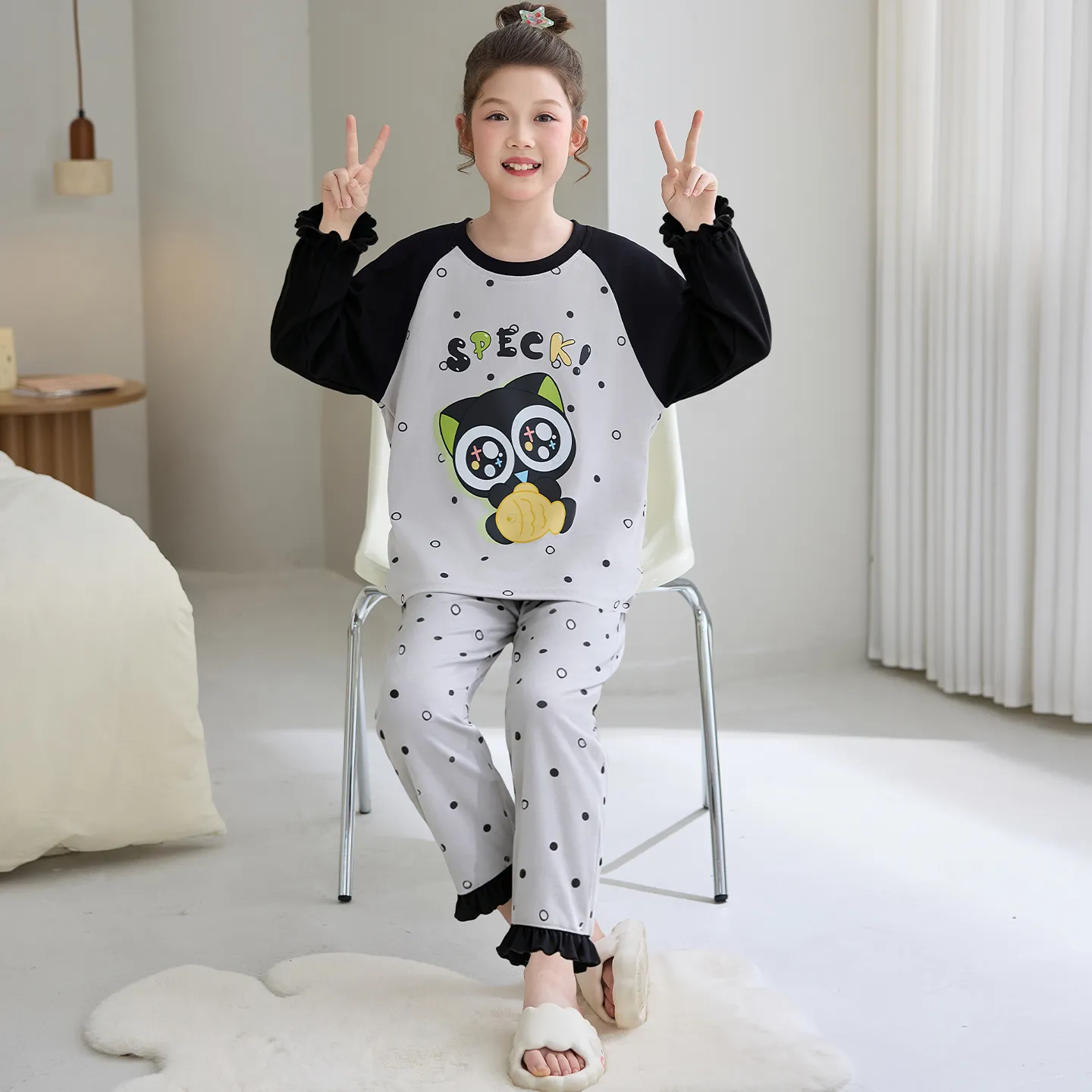 Girls' Pure Cotton Pajama Set, Cute Cartoon Long Sleeve Autumn Loungewear for Older Girls and Toddlers · Wholesale · OEM · Worldwide Shipping