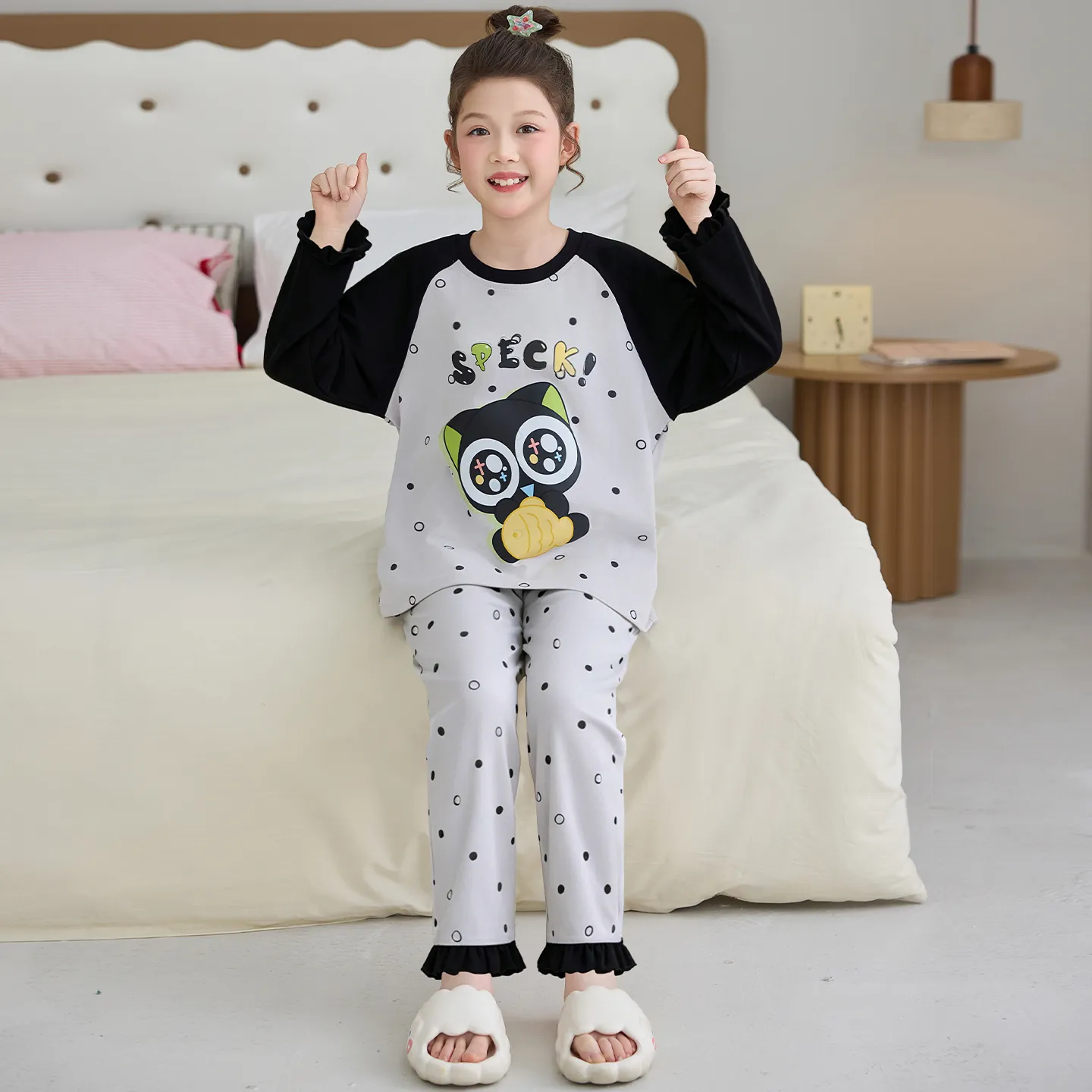 Girls' Pure Cotton Pajama Set, Cute Cartoon Long Sleeve Autumn Loungewear for Older Girls and Toddlers · Wholesale · OEM · Worldwide Shipping - View 2