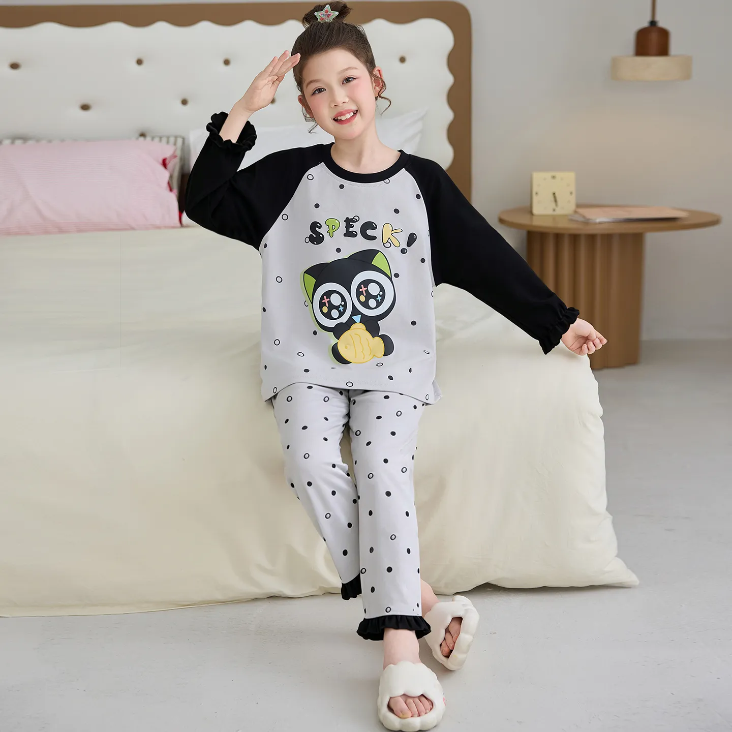 Girls' Pure Cotton Pajama Set, Cute Cartoon Long Sleeve Autumn Loungewear for Older Girls and Toddlers · Wholesale · OEM · Worldwide Shipping - View 3