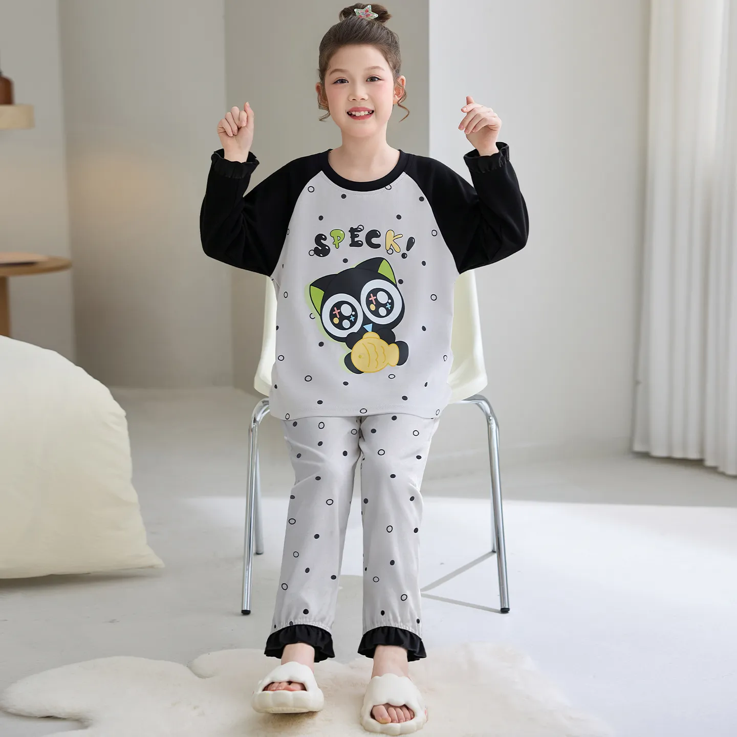 Girls' Pure Cotton Pajama Set, Cute Cartoon Long Sleeve Autumn Loungewear for Older Girls and Toddlers · Wholesale · OEM · Worldwide Shipping - View 1