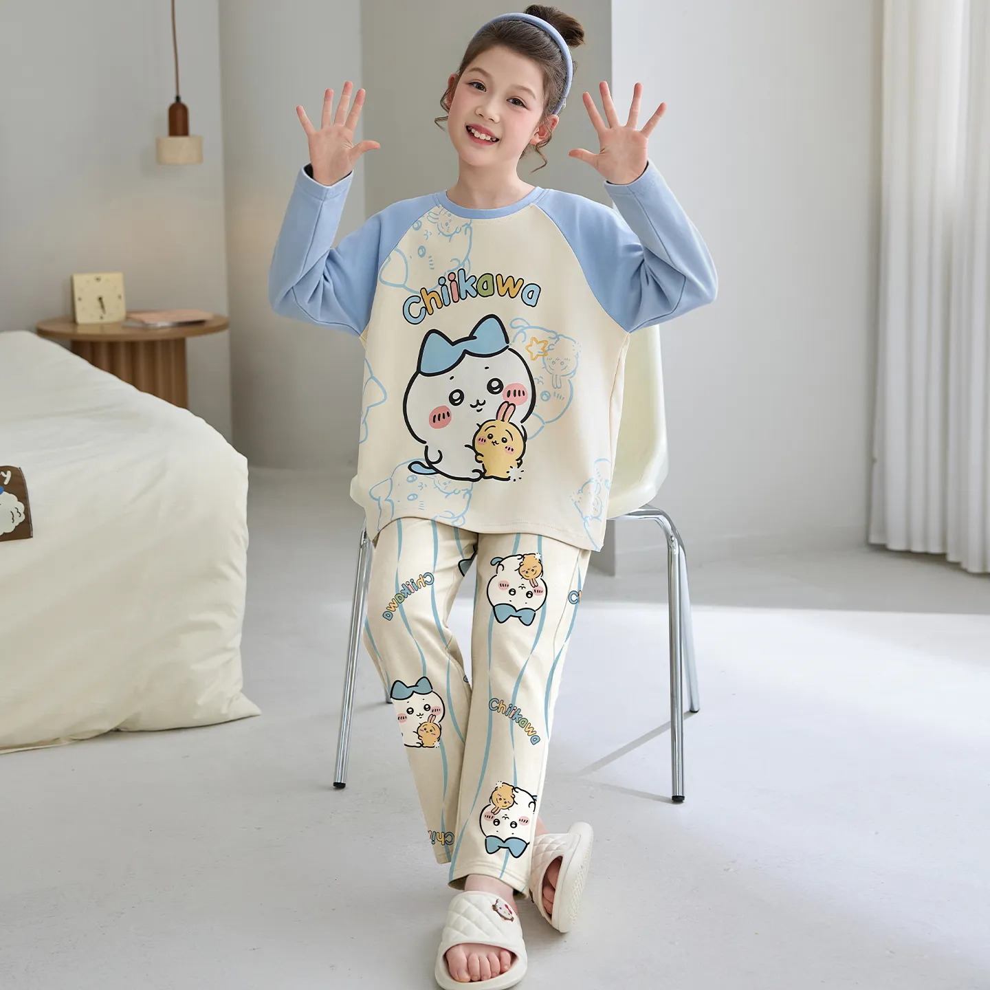 Girls' Pure Cotton Pajama Set, Cute Cartoon Long Sleeve Autumn Loungewear for Older Girls and Toddlers · Wholesale · OEM · Worldwide Shipping - View 3