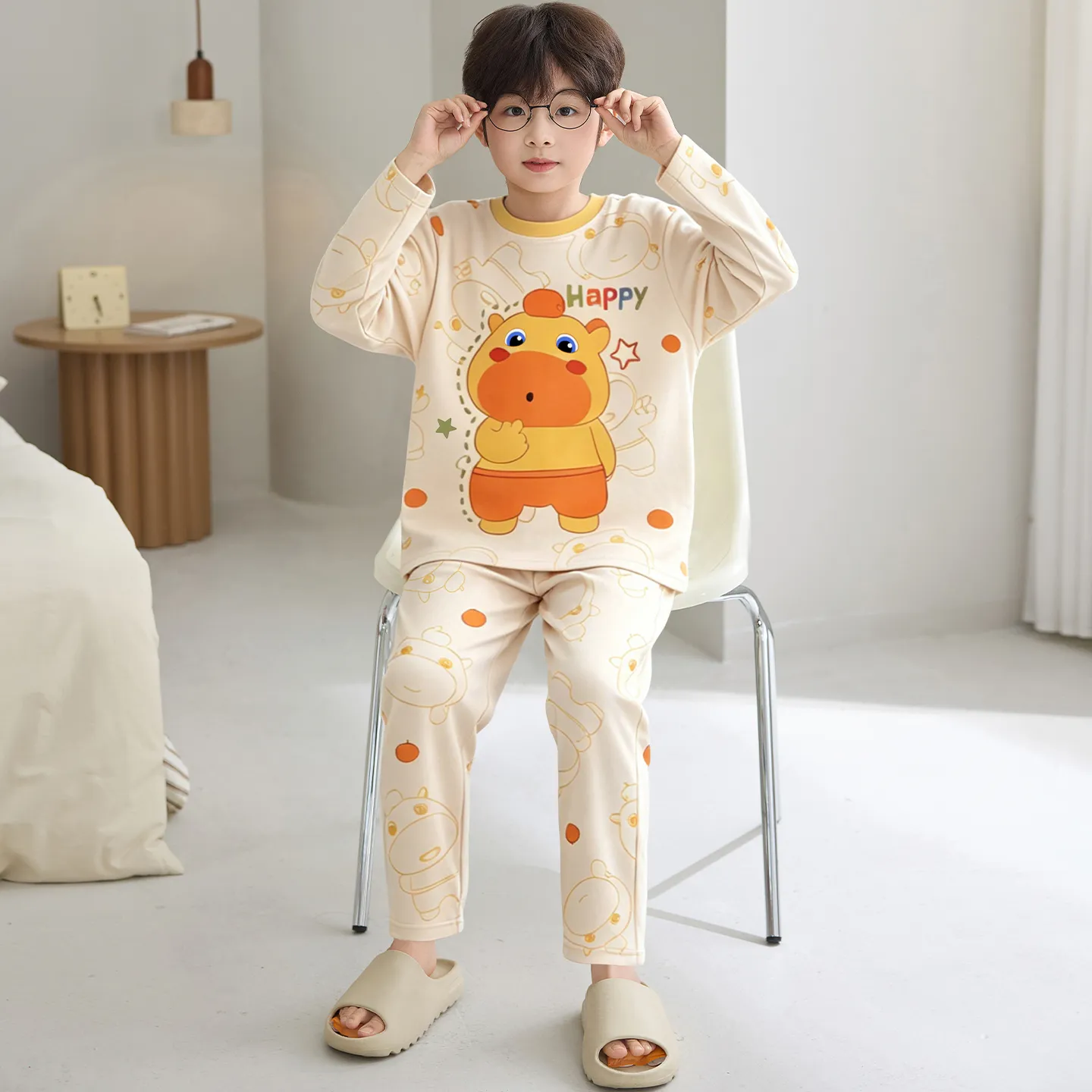 Boys' Pure Cotton Pajama Set, Thin Long Sleeve Spring/Autumn & Summer Loungewear for Ages 12-15 · Wholesale · OEM · Worldwide Shipping - View 3
