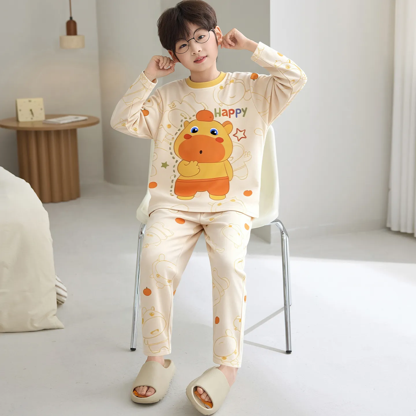Boys' Pure Cotton Pajama Set, Thin Long Sleeve Spring/Autumn & Summer Loungewear for Ages 12-15 · Wholesale · OEM · Worldwide Shipping - View 2