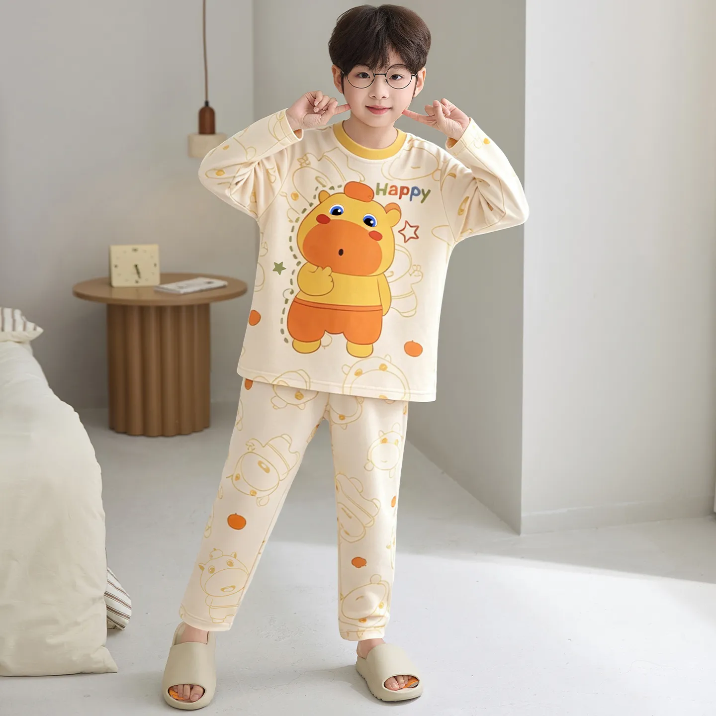 Boys' Pure Cotton Pajama Set, Thin Long Sleeve Spring/Autumn & Summer Loungewear for Ages 12-15 · Wholesale · OEM · Worldwide Shipping - View 4