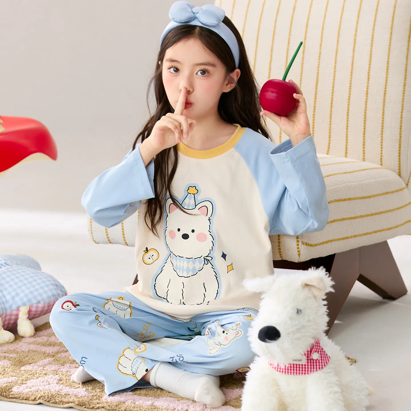 Girls' Pure Cotton Pajama Set, Cute Cartoon Long Sleeve Autumn Loungewear for Older Girls and Toddlers · Wholesale · OEM · Worldwide Shipping - View 1
