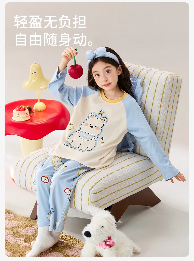 Girls' Pure Cotton Pajama Set, Cute Cartoon Long Sleeve Autumn Loungewear for Older Girls and Toddlers · Wholesale · OEM · Worldwide Shipping - Detail 12
