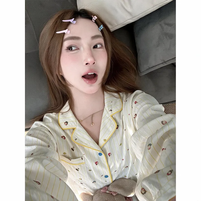 2026 New Spring and Autumn Pajamas Women's Long-Sleeve Cartoon Little Figure Loungewear Two-Piece Set Wearable Outside · Wholesale · OEM · Worldwide Shipping - Detail 8