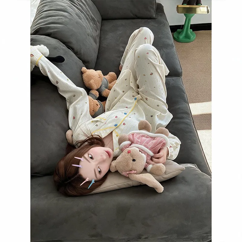 2026 New Spring and Autumn Pajamas Women's Long-Sleeve Cartoon Little Figure Loungewear Two-Piece Set Wearable Outside · Wholesale · OEM · Worldwide Shipping - View 1