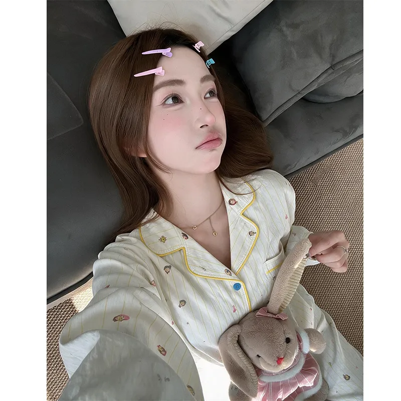 2026 New Spring and Autumn Pajamas Women's Long-Sleeve Cartoon Little Figure Loungewear Two-Piece Set Wearable Outside · Wholesale · OEM · Worldwide Shipping - View 3
