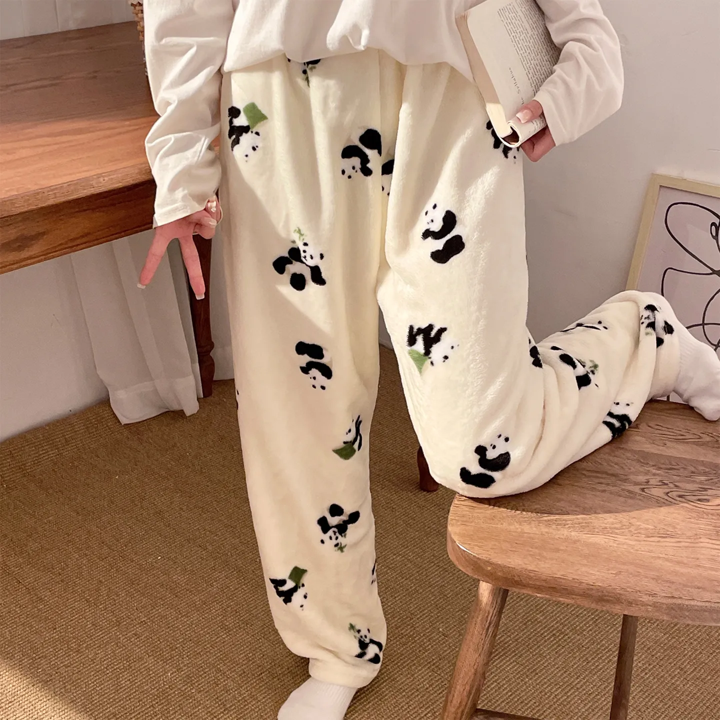 2026 Autumn Winter New Women's Sleep Pants Long Trousers Fleece Home Wear Coral Fleece Loose Simple Wearable Outside Single Pants · Wholesale · OEM · Worldwide Shipping - View 1