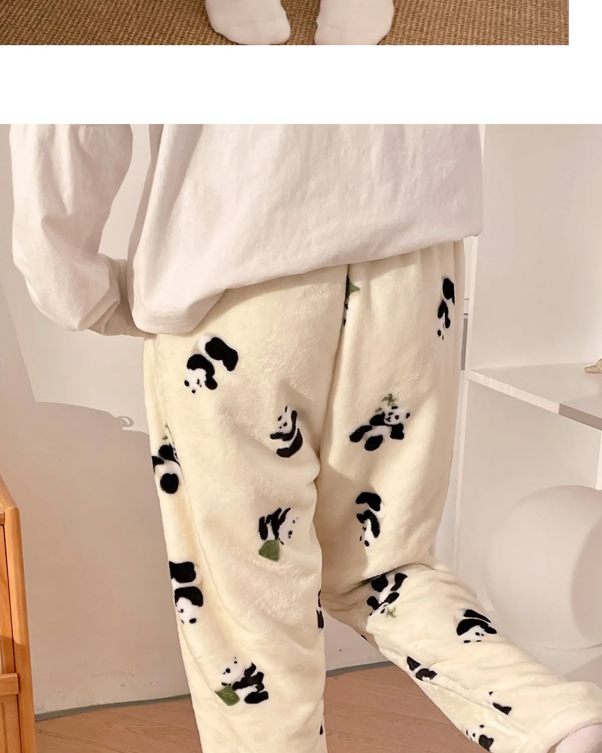 2026 Autumn Winter New Women's Sleep Pants Long Trousers Fleece Home Wear Coral Fleece Loose Simple Wearable Outside Single Pants · Wholesale · OEM · Worldwide Shipping - Detail 14