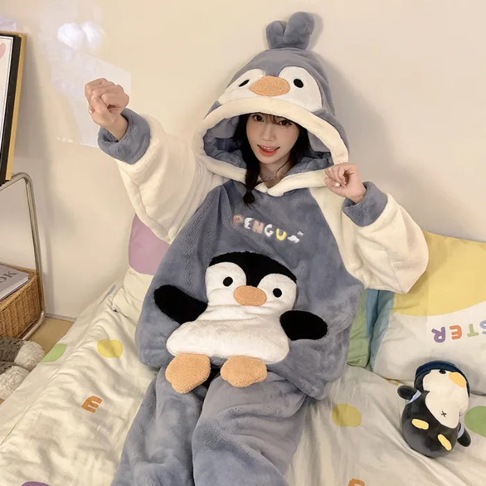 2369W# Winter Fleece Pajamas for Women Girls Cute Cartoon Pullover Hooded Loungewear Set 280g · Wholesale · OEM · Worldwide Shipping - Detail 19