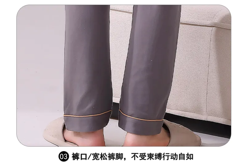 Long-Sleeve Pure Cotton Pajamas Thin Men's Set Homewear All-Cotton Young Men Autumn Pure Cotton Casual Cardigan Spring Autumn Live Streaming · Wholesale · OEM · Worldwide Shipping - Detail 10