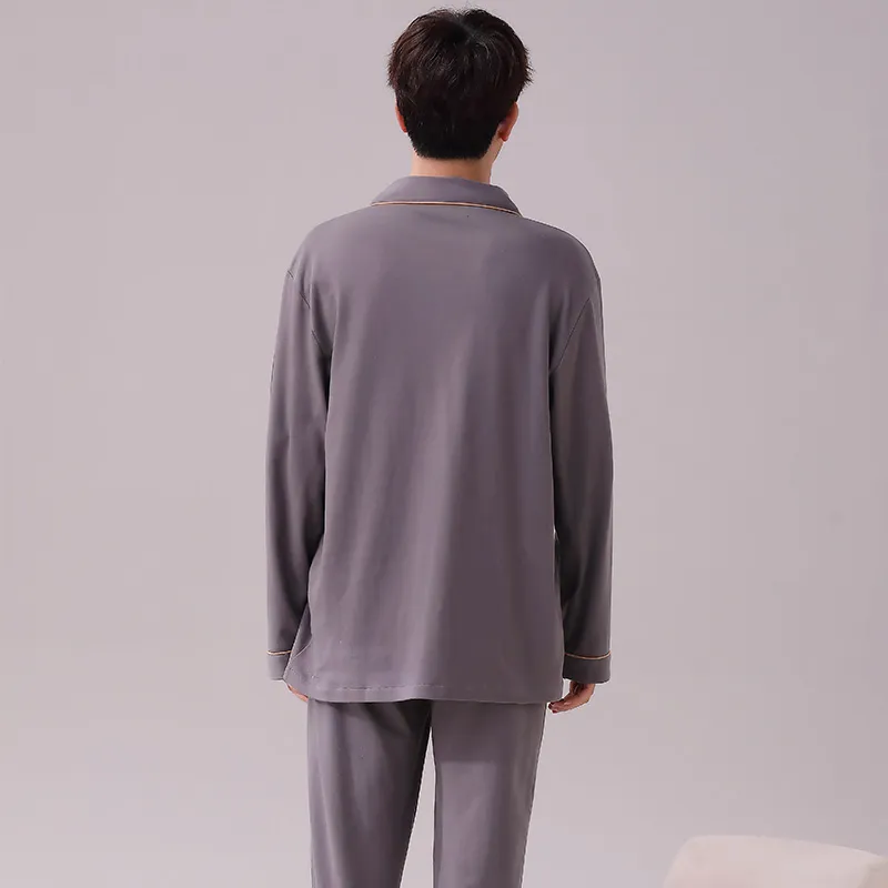 Long-Sleeve Pure Cotton Pajamas Thin Men's Set Homewear All-Cotton Young Men Autumn Pure Cotton Casual Cardigan Spring Autumn Live Streaming · Wholesale · OEM · Worldwide Shipping - View 2