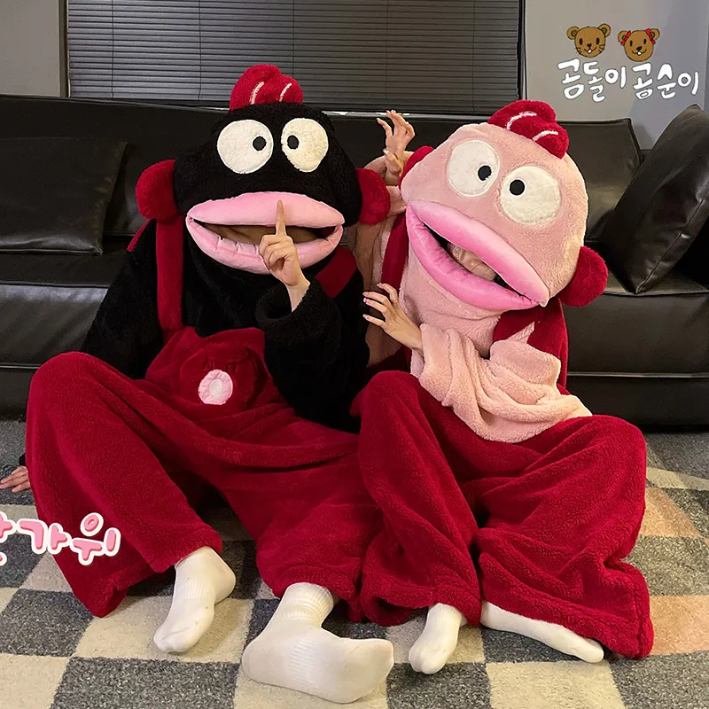 Autumn Winter Couple One-Piece Pajamas Women Plus Size 200 Jin Thickened Coral Fleece Cartoon Men's Loungewear Set · Wholesale · OEM · Worldwide Shipping - View 1