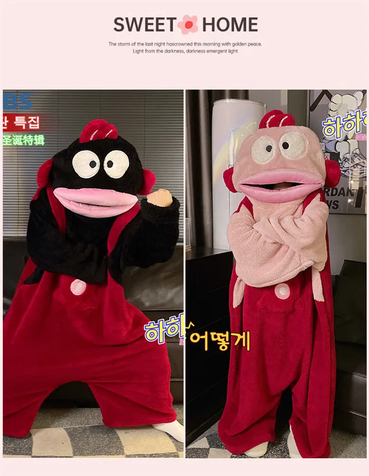 Autumn Winter Couple One-Piece Pajamas Women Plus Size 200 Jin Thickened Coral Fleece Cartoon Men's Loungewear Set · Wholesale · OEM · Worldwide Shipping - Detail 15