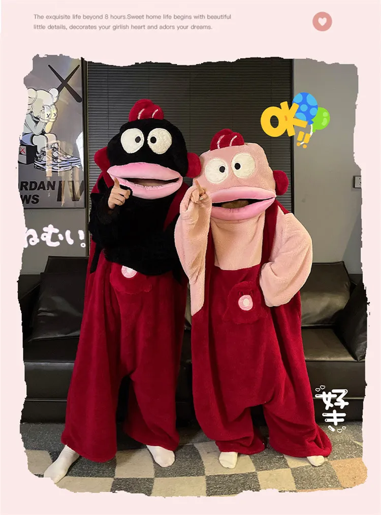 Autumn Winter Couple One-Piece Pajamas Women Plus Size 200 Jin Thickened Coral Fleece Cartoon Men's Loungewear Set · Wholesale · OEM · Worldwide Shipping - Detail 14