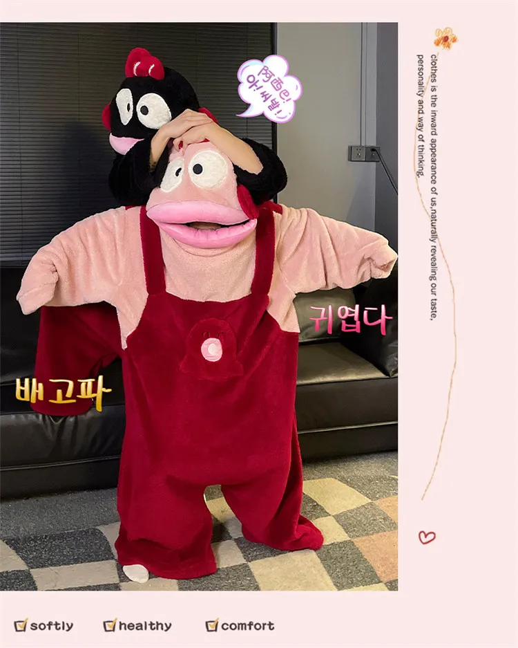 Autumn Winter Couple One-Piece Pajamas Women Plus Size 200 Jin Thickened Coral Fleece Cartoon Men's Loungewear Set · Wholesale · OEM · Worldwide Shipping - Detail 11