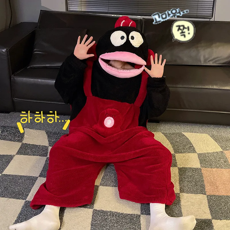 Autumn Winter Couple One-Piece Pajamas Women Plus Size 200 Jin Thickened Coral Fleece Cartoon Men's Loungewear Set · Wholesale · OEM · Worldwide Shipping - Detail 1