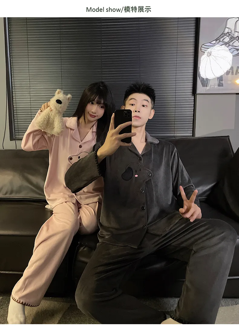 Couple's Autumn/Winter New Pajamas Island Fleece Casual Loungewear Set · Wholesale · OEM · Worldwide Shipping - Detail 6