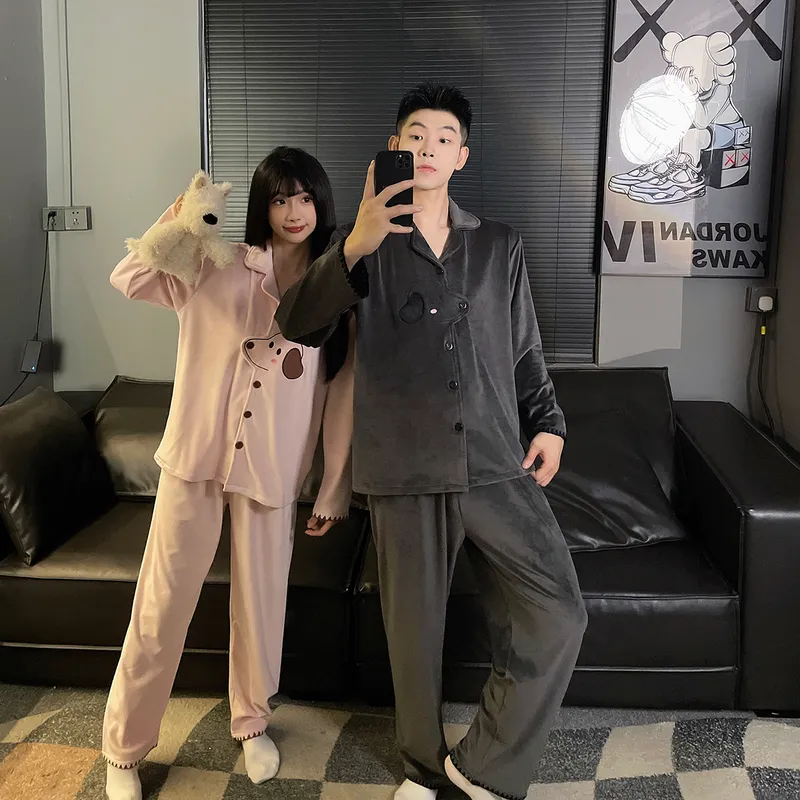 Couple's Autumn/Winter New Pajamas Island Fleece Casual Loungewear Set · Wholesale · OEM · Worldwide Shipping - View 3