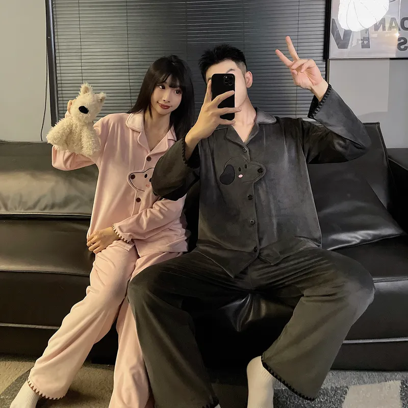 Couple's Autumn/Winter New Pajamas Island Fleece Casual Loungewear Set · Wholesale · OEM · Worldwide Shipping - View 4