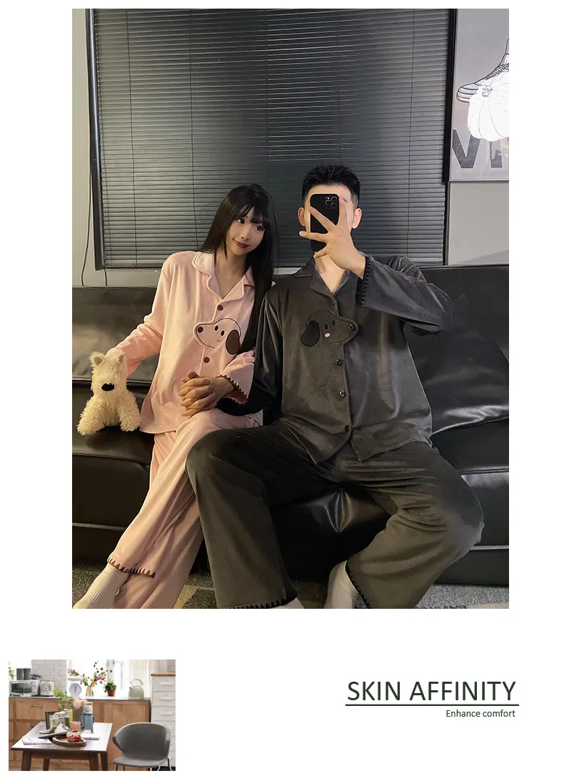 Couple's Autumn/Winter New Pajamas Island Fleece Casual Loungewear Set · Wholesale · OEM · Worldwide Shipping - Detail 8