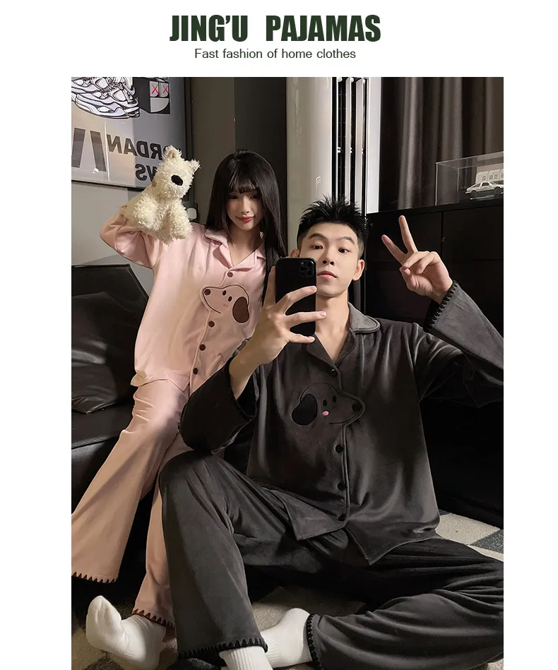 Couple's Autumn/Winter New Pajamas Island Fleece Casual Loungewear Set · Wholesale · OEM · Worldwide Shipping - Detail 7