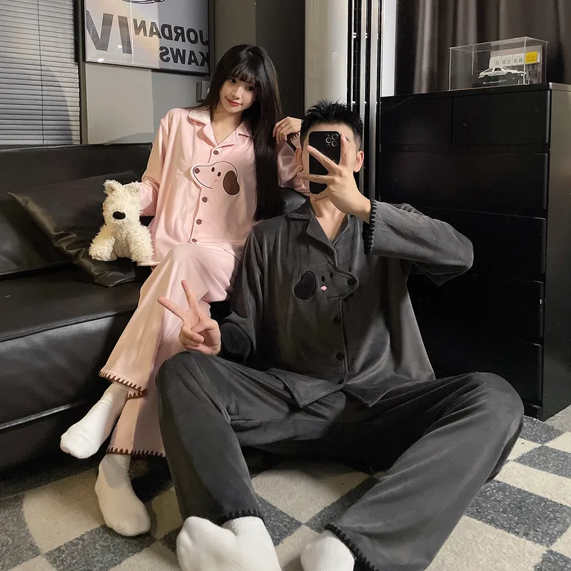 Couple's Autumn/Winter New Pajamas Island Fleece Casual Loungewear Set · Wholesale · OEM · Worldwide Shipping - View 1