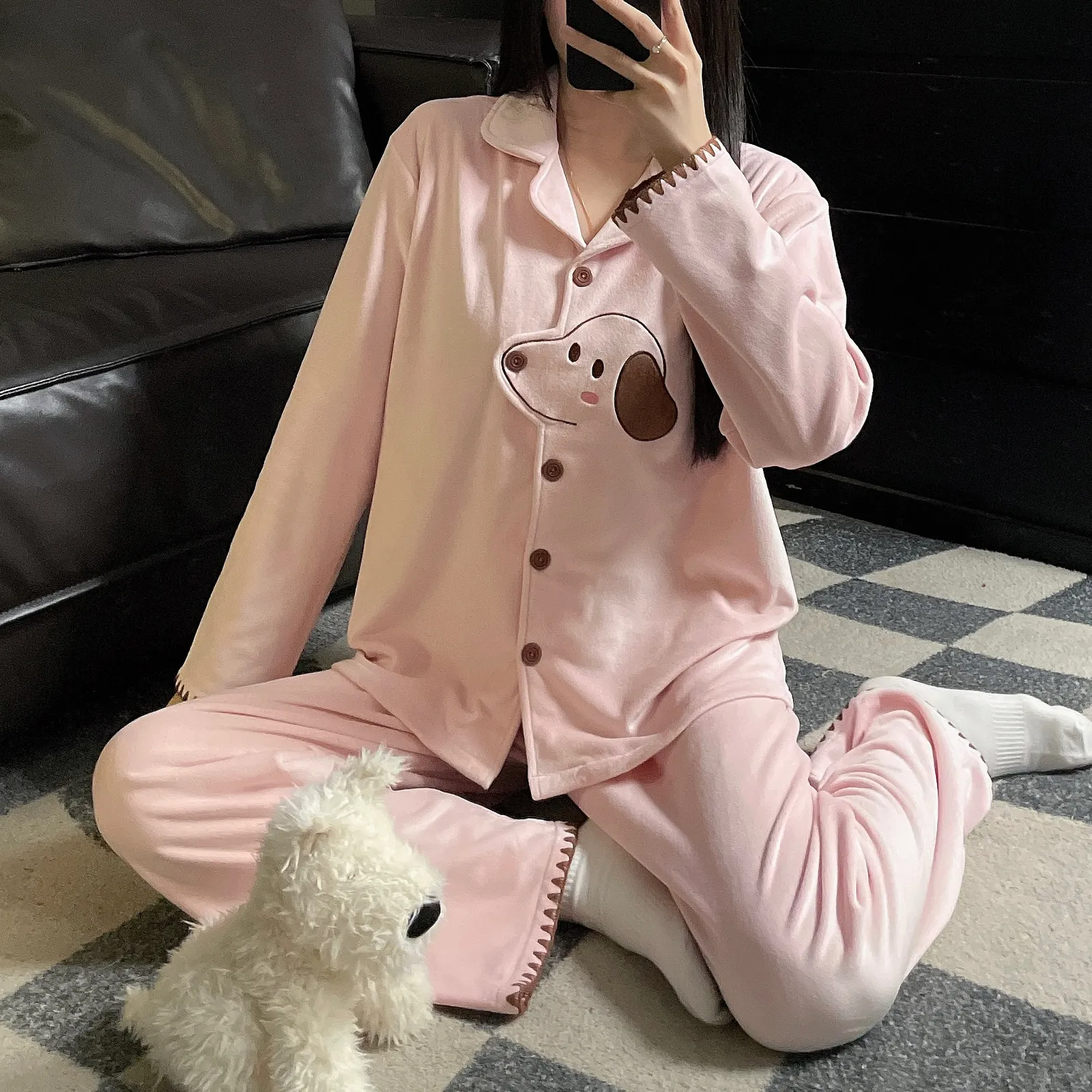 Couple's Autumn/Winter New Pajamas Island Fleece Casual Loungewear Set · Wholesale · OEM · Worldwide Shipping - Detail 1