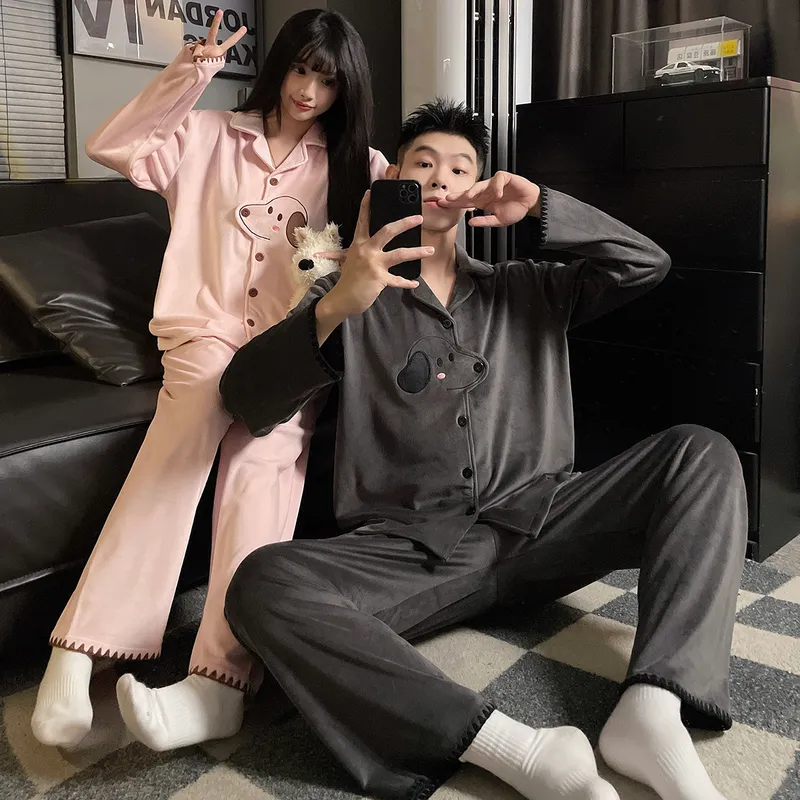 Couple's Autumn/Winter New Pajamas Island Fleece Casual Loungewear Set · Wholesale · OEM · Worldwide Shipping - View 2