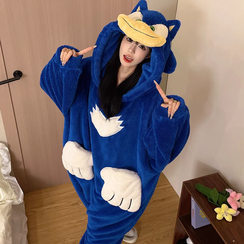 가을겨울 커플 원피스 잠옷 여성 빅사이즈 200근 두꺼운 산호绒 카툰 남성 홈웨어 세트 · 도매 · OEM · 전 세계 배송 - Detail 1