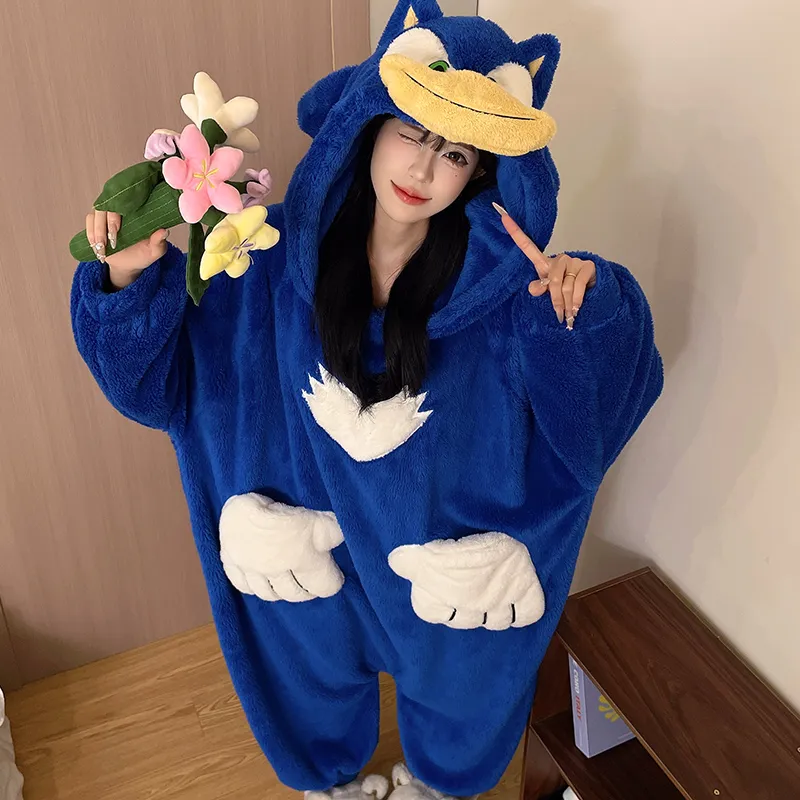 가을겨울 커플 원피스 잠옷 여성 빅사이즈 200근 두꺼운 산호绒 카툰 남성 홈웨어 세트 · 도매 · OEM · 전 세계 배송 - Detail 3