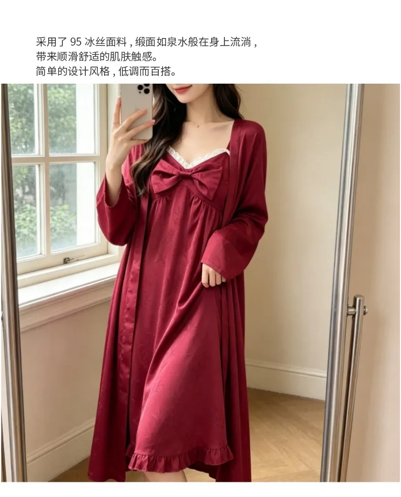 Festive Wedding Pajamas Loungewear Women's Jacquard Long Sleeve Mid-Length Pajamas Benmingnian Women's Autumn Pajamas · Wholesale · OEM · Worldwide Shipping - Detail 6
