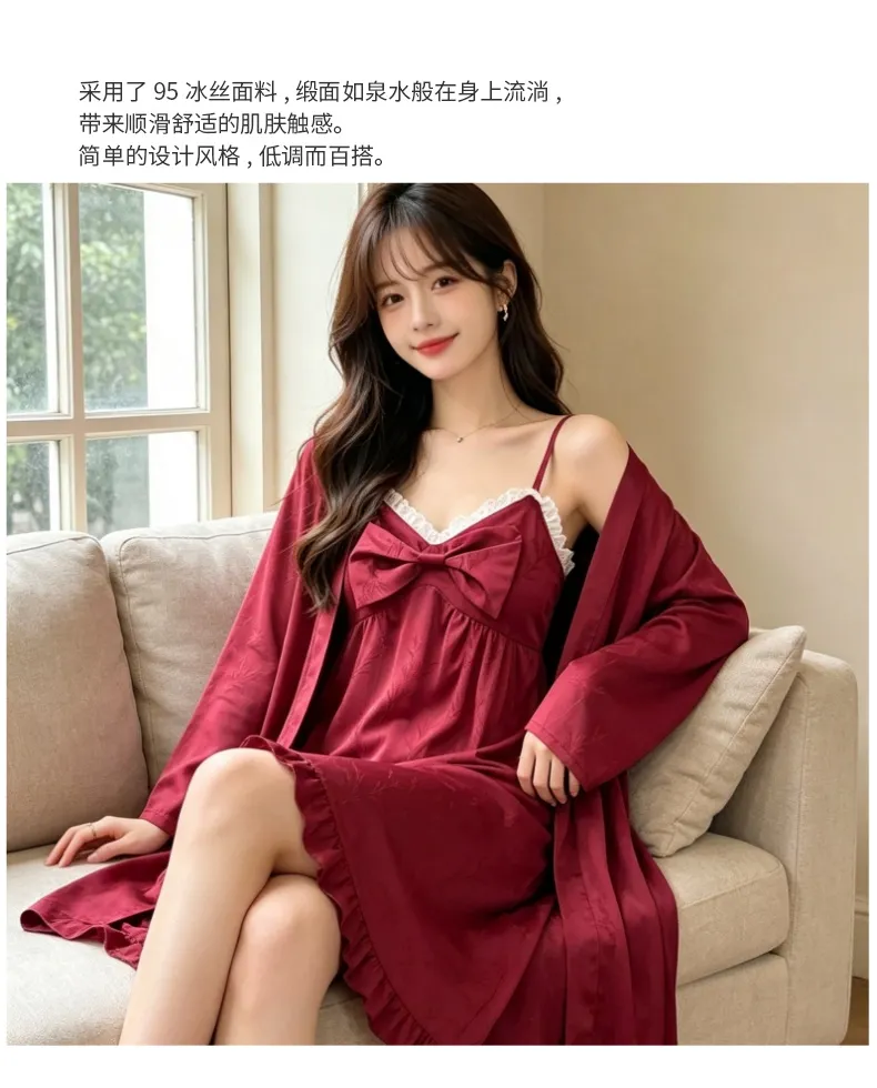 Festive Wedding Pajamas Loungewear Women's Jacquard Long Sleeve Mid-Length Pajamas Benmingnian Women's Autumn Pajamas · Wholesale · OEM · Worldwide Shipping - Detail 3