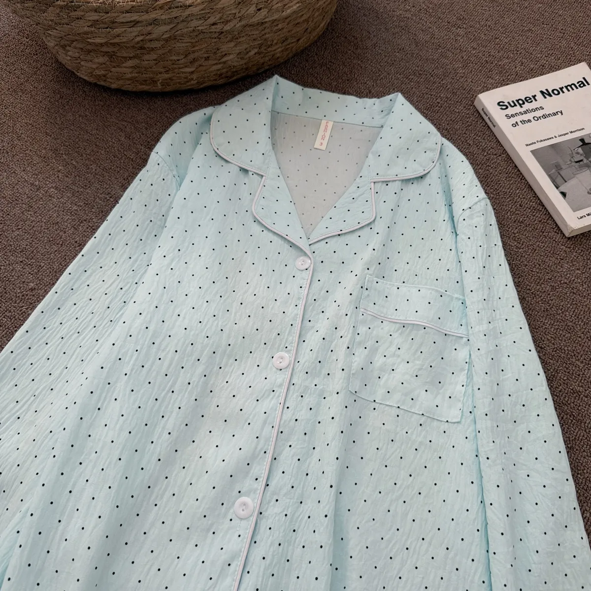 New Cloud Cotton Mint Green Polka Dot Pajamas Women Spring Autumn Long Sleeve Long Pants Girly Premium Loungewear Set · Wholesale · OEM · Worldwide Shipping - Detail 10