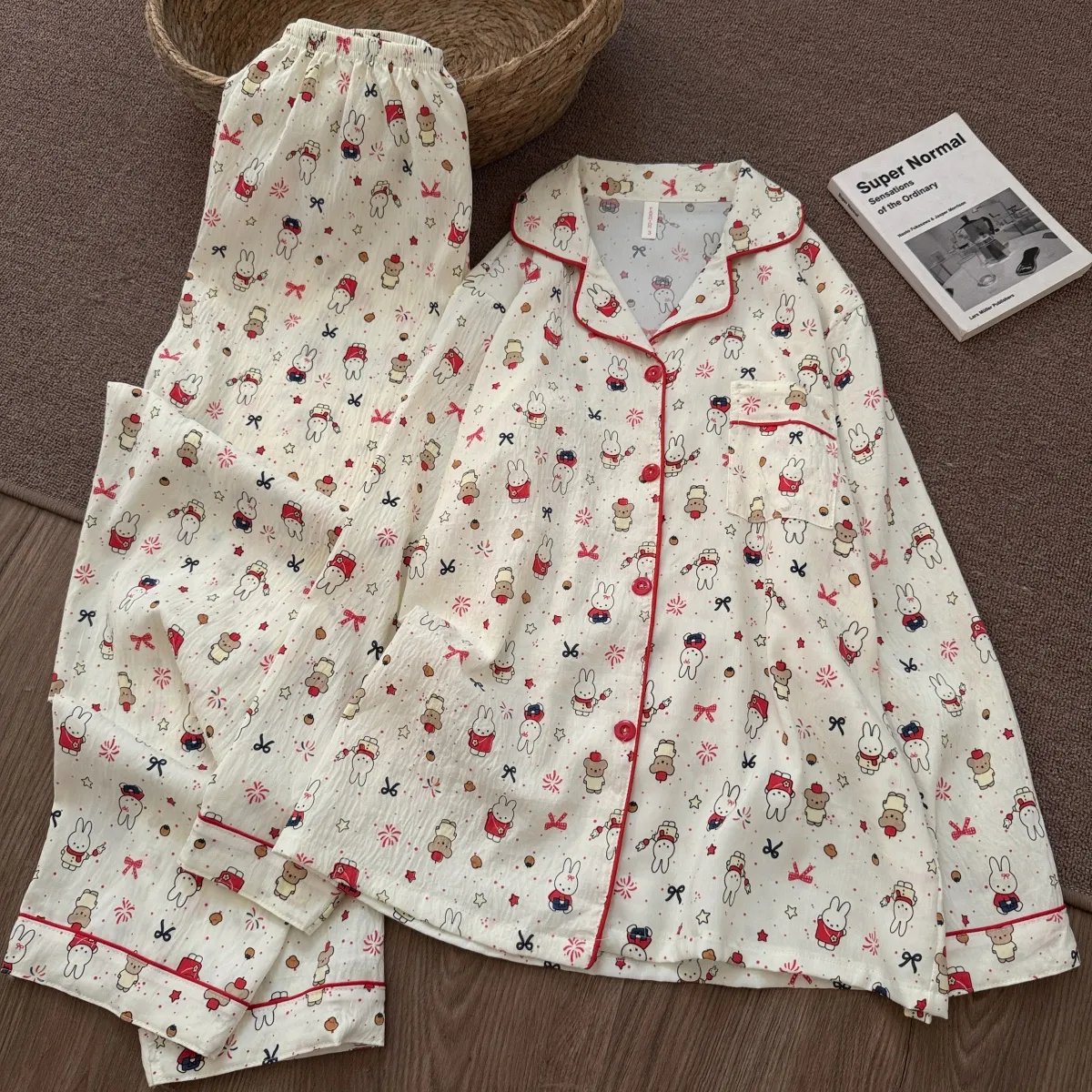 New Cloud Cotton Soft Cute Bunny Pajamas for Women Spring Autumn Long Sleeve Long Pants Girly Premium Loungewear Set · Wholesale · OEM · Worldwide Shipping - Detail 4
