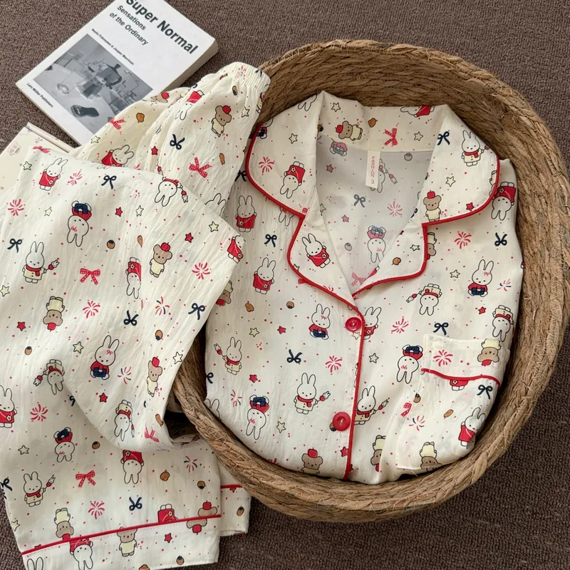New Cloud Cotton Soft Cute Bunny Pajamas for Women Spring Autumn Long Sleeve Long Pants Girly Premium Loungewear Set · Wholesale · OEM · Worldwide Shipping - View 4