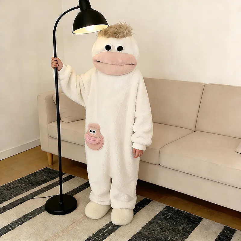 Hooded Coral Fleece One-Piece Sleepwear with Comb, Fish Hair Design, Winter Thickened Fleece Pajamas · Wholesale · OEM · Worldwide Shipping - View 1