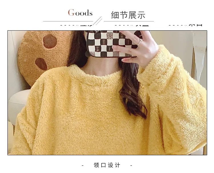 Women's Pajamas Winter New Fleece Nightgown Korean Style Loose Plus Size 110kg Wearable Loungewear M-5XL · Wholesale · OEM · Worldwide Shipping - Detail 5