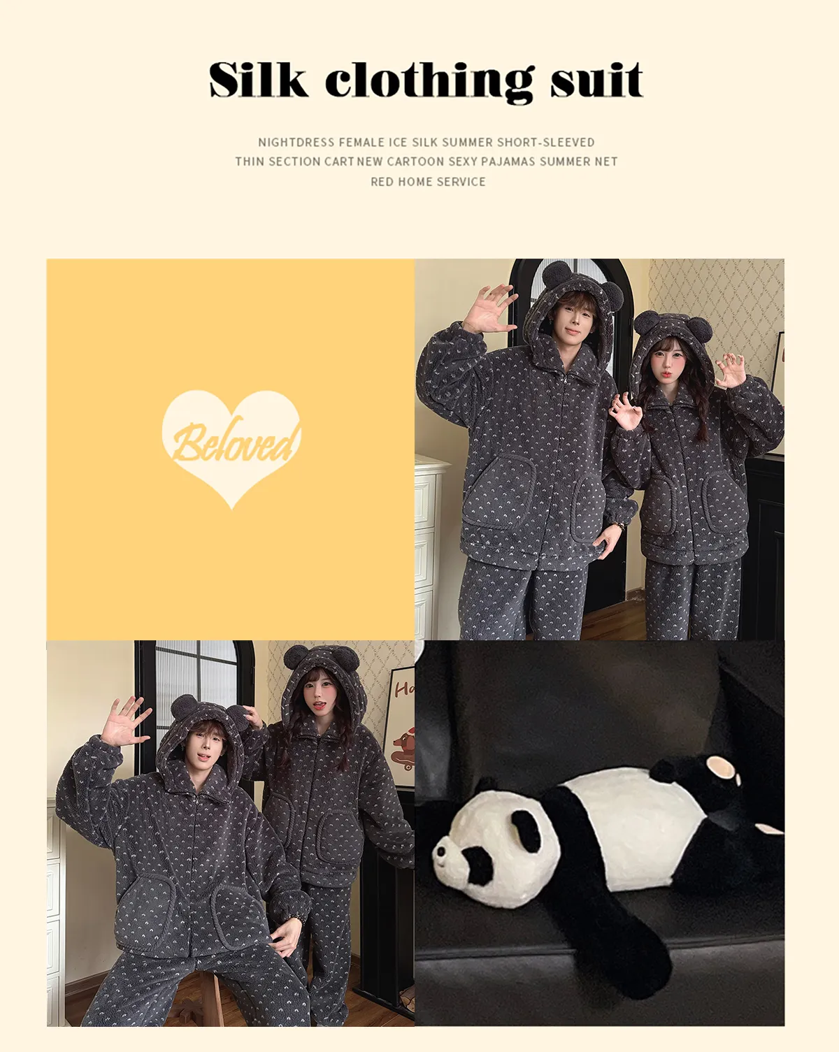 Autumn Winter Couple Fleece Pajamas Women Cartoon Zipper Fleece-Lined Men Flannel Soft Loungewear · Wholesale · OEM · Worldwide Shipping - Detail 11