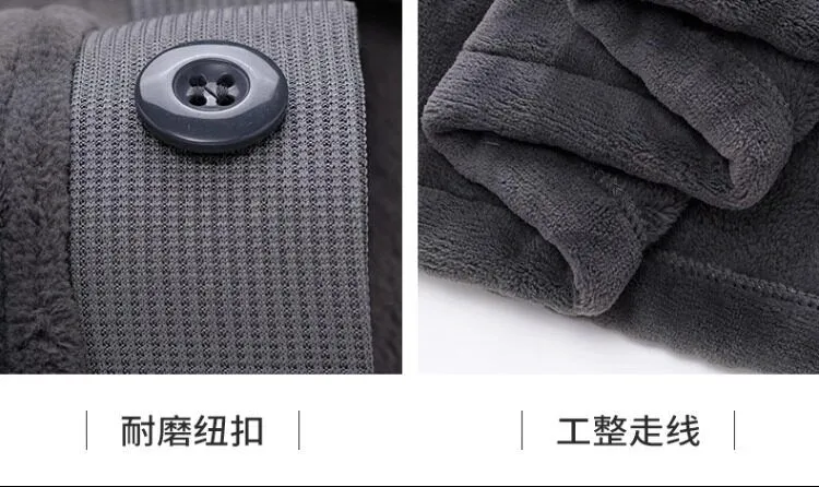 Men's Flannel Pajamas Autumn Winter Long Sleeve Long Pants Simple Cutwork Warm Loungewear Casual Outerwear Two-Piece Set · Wholesale · OEM · Worldwide Shipping - Detail 10