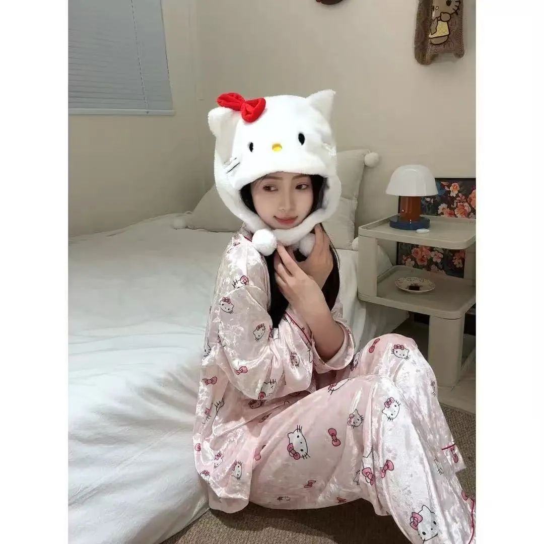 New Cardigan Diamond Velvet Pajamas Women Spring Autumn Premium Trendy Casual Printed Two-Piece Set Wearable Outside Loungewear · Wholesale · OEM · Worldwide Shipping - Detail 5
