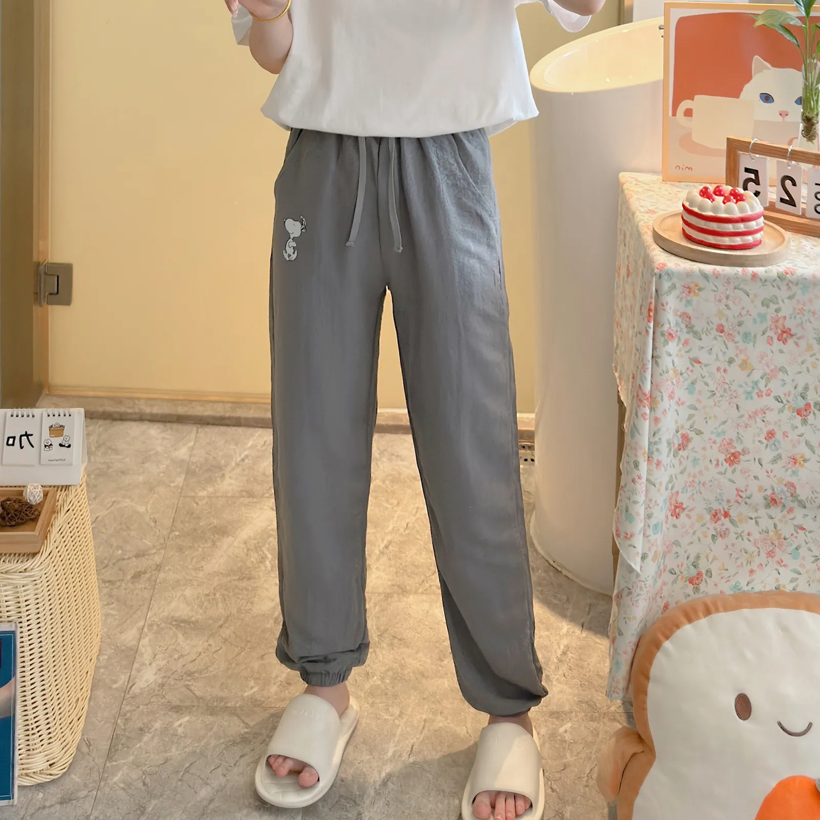 Unisex Tencel Cool Cotton Long Pants Summer Casual Loungewear Simple Print Plus Size Thin Wearable Outside Home Pants · Wholesale · OEM · Worldwide Shipping